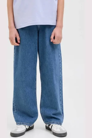 JACK & JONES JUNIOR high waist loose fit jeans Blauw Jongens Stretchdenim