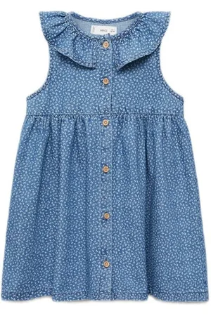 MANGO Denim spijkerjurk medium blue denim Blauw All over print