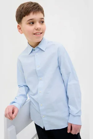JACK & JONES JUNIOR overhemd lichtblauw Jongens Katoen Klassieke kraag