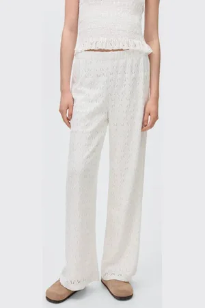 MANGO Casual broek wit Meisjes Polyester Effen