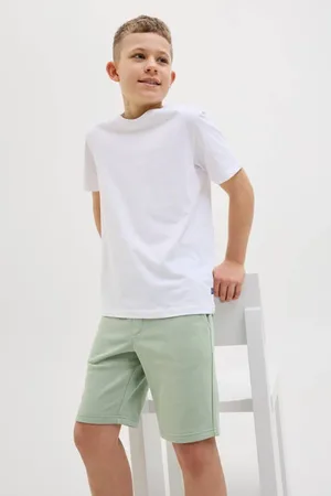 JACK & JONES JUNIOR sweatshort groen Korte broek Logo