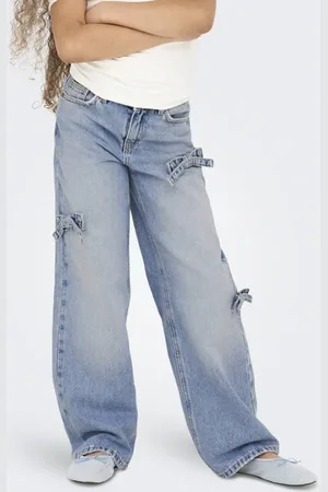 ONLY KIDS GIRL wide leg jeans Blauw Effen