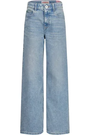 Vingino Wide leg jeans light blue denim Blauw Effen