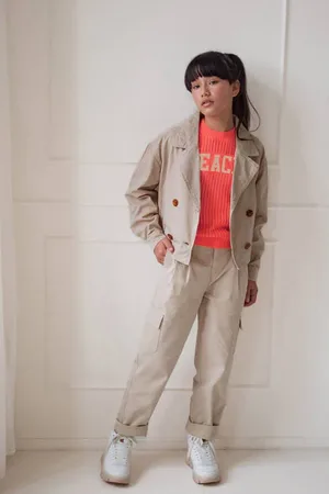 Like Flo Young trenchcoat Jas Meisjes Katoen Reverskraag Effen