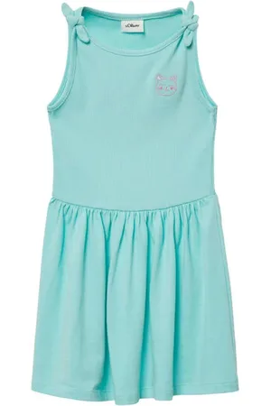 QS by s.Oliver Korte jurk rib gebreid Blauw Meisjes Stretchkatoen Ronde hals