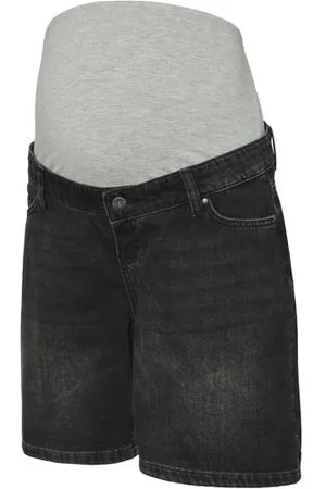 Mama;licious Denim regular waist zwangerschaps denim short zwart Korte broek