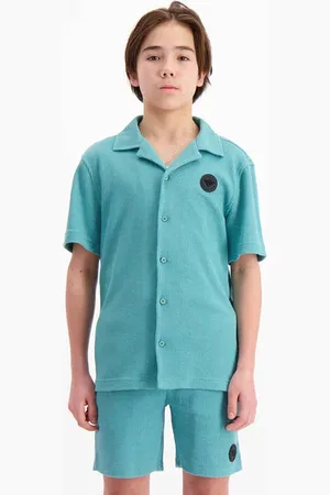 Black Bananas Overhemd blauw Jongens Polyester Reverskraag Effen