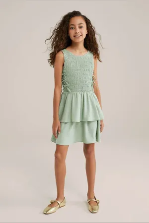 WE Fashion Korte jurk Meisjes Polyester Ronde hals Effen