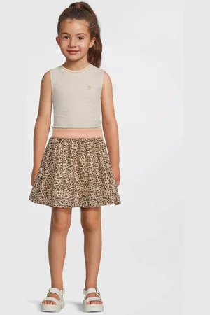 Like Flo Zomerjurk beige Meisjes Viscose Ronde hals Panterprint
