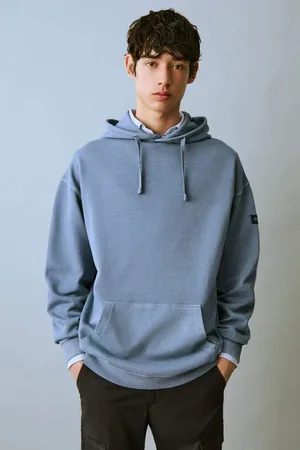 MANGO Hoodie blauw Sweater Effen