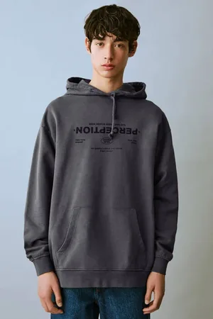 MANGO Hoodie Sweater Grijs Tekst
