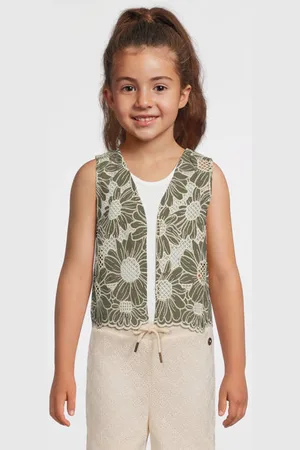Like Flo Gilet groen Meisjes Kant Openvallende hals Bloemen