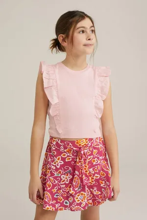 WE Fashion Mouwloze top rib gebreid Meisjes Stretchkatoen Ronde hals