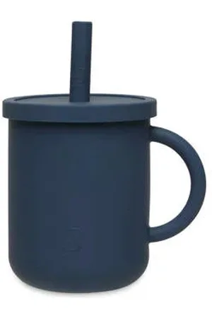 Jollein Siliconen rietjesdrinkbeker met rietje (270 ml) Rietjesbeker Blauw