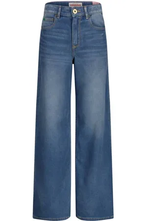 Vingino Wide leg jeans medium blue denim Blauw Effen