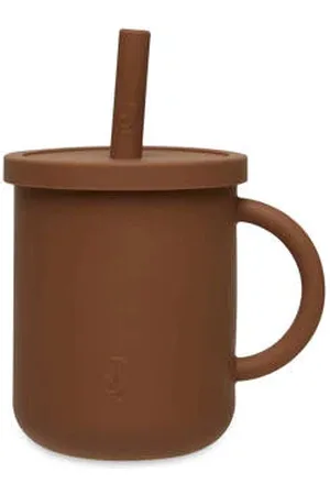 Jollein Siliconen rietjesbeker met rietje (270 ml) Bruin