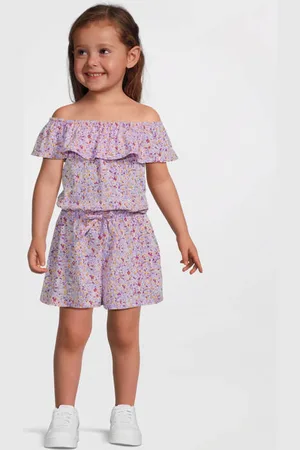 NAME IT MINI playsuit Paars Meisjes Polyester Ronde hals Bloemen