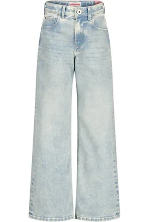 Vingino Wide leg jeans light blue denim Blauw Effen