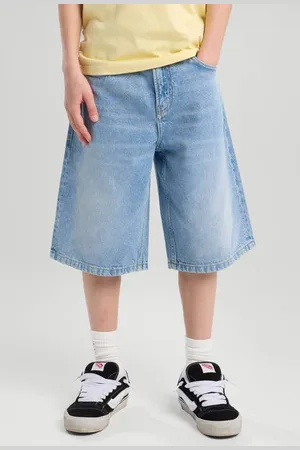 America today Denim short Blauw Effen