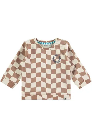 Babyface Geruite longsleeve Bruin Jongens Stretchkatoen Ronde hals