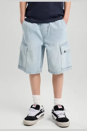 America today Denim short Blauw Effen