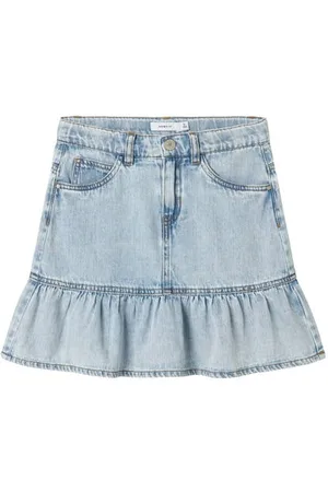 NAME IT KIDS denim spijkerrok Blauw Effen