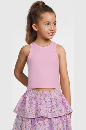 NAME IT KIDS mouwloze top Rosé Meisjes Katoen Ronde hals Effen