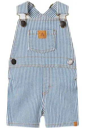 Lil Atelier BABY loose tuinbroek blauw Jongens Katoen Vierkante hals Streep