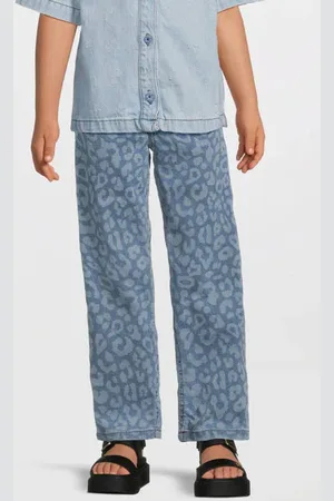 NAME IT KIDS Jeans Blauw Meisjes Stretchdenim Panterprint