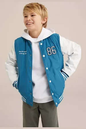 WE Fashion Blue Ridge bomberjack blauw Jas Jongens Polyester Ronde hals