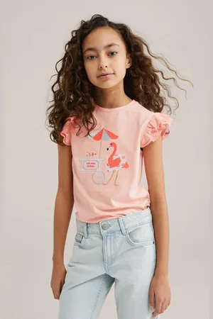WE Fashion Mouwloze top Meisjes Stretchkatoen Ronde hals Printopdruk