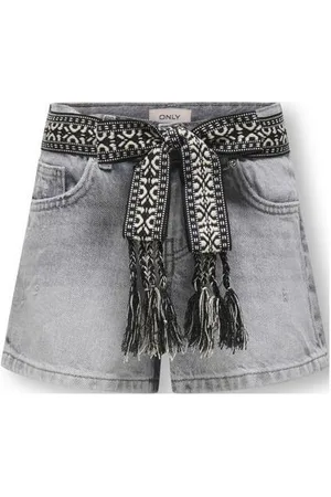 ONLY KIDS GIRL denim straight short grey denim Korte broek Grijs Effen