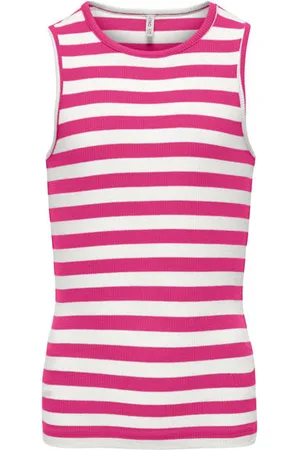 ONLY KIDS GIRL mouwloze top rib gebreid Roze Meisjes Stretchkatoen Ronde hals