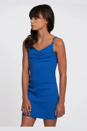Nik & Nik Korte jurk blauw Meisjes Stretchkatoen Ronde hals Effen
