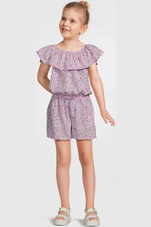 NAME IT KIDS playsuit lila/wit Paars Meisjes Polyester Boothals Effen