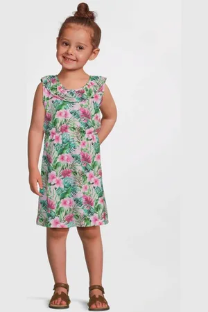 NAME IT MINI midi jurk roze/groen Paars Meisjes Stretchkatoen Ronde hals
