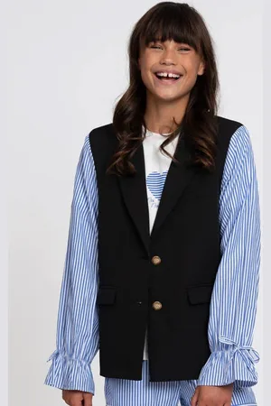 Nik & Nik Blazer met gestreepte mouwen Zwart Meisjes Polyester Klassieke kraag