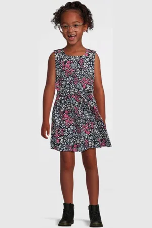 NAME IT KIDS midi jurk roze/donkerblauw Paars Meisjes Polyester Ronde hals