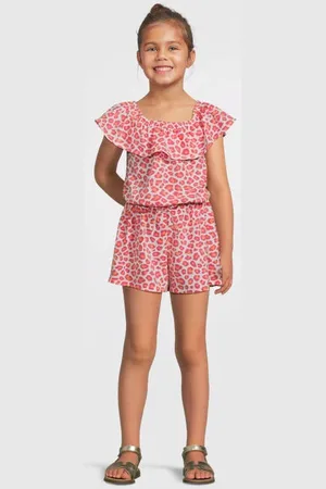 NAME IT KIDS playsuit roze/oranje/wit Rosé Meisjes Polyester Boothals Effen