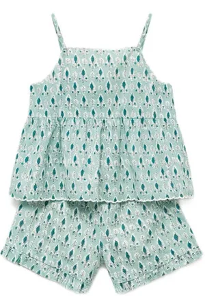 MANGO Shortama Meisjes Katoen Vierkante hals All over print