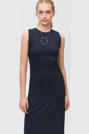 MANGO Maxi jurk donkerblauw Meisjes Katoen Ronde hals Effen