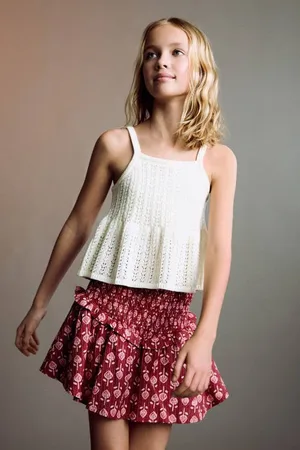 MANGO Korte rok roze Meisjes Katoen All over print