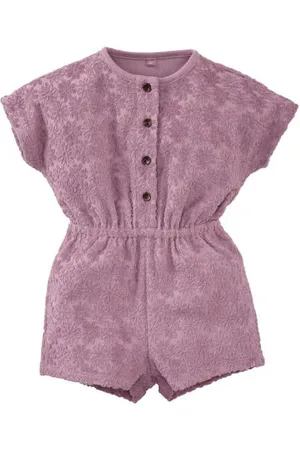 Z8 Newborn playsuit Elda met bloemen textuur Paars Meisjes Katoen Ronde hals