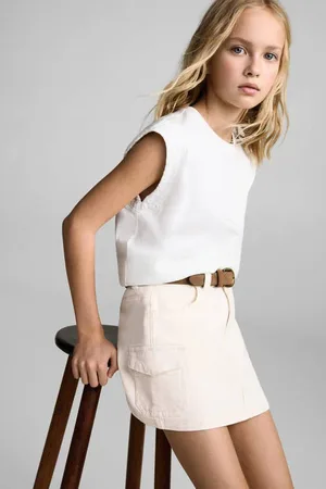 MANGO Denim spijkerrok Effen