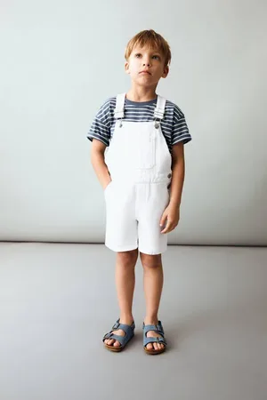 MANGO Denim tuinbroek Effen