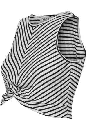 ONLY Zwangerschaps cropped top zwart Dames Polyester Ronde hals