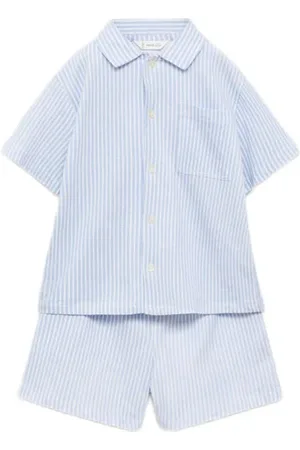 MANGO Shortama Jongens Katoen Klassieke kraag Streep