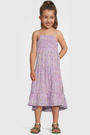 NAME IT KIDS maxi jurk Paars Meisjes Polyester Vierkante hals Bloemen