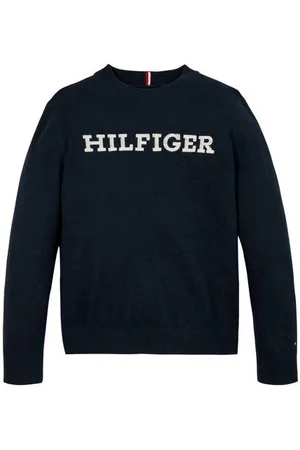 Tommy Hilfiger Sweater blauw Trui Jongens Stretchkatoen Ronde hals Logo