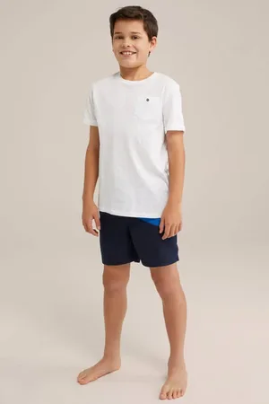 WE Fashion Zwemshort marineblauw/kobalt blauw Jongens Polyester Meerkleurig